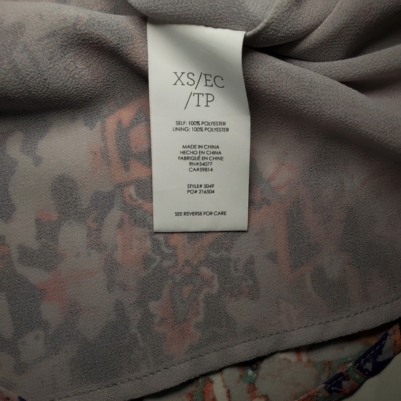 Cabi Fresco Dress Style 5049 Chiffon Water Color Print Double Chiffon Sz XS - Picture 9 of 12